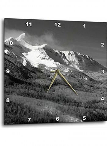 Mountain Printed Analog Wall Clock Grey/White 13x13x0.1inch