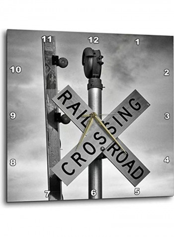 Railway Crossing Printed Wall Clock Multicolour 13x13x0.1inch