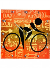 Bicycle Rider Silhouette Sunset Hues Art Wall Clock Multicolour 13x13inch