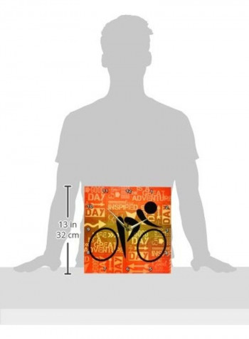 Bicycle Rider Silhouette Sunset Hues Art Wall Clock Multicolour 13x13inch