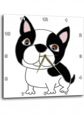 Dog Printed Analog Wall Clock White/Black/Pink 13x13x0.1inch