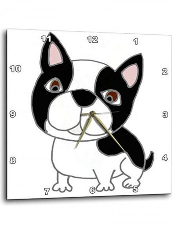 Dog Printed Analog Wall Clock White/Black/Pink 13x13x0.1inch