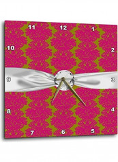 DPP 118971 2 Fuschia Olive Ornate Intricate Damask Pattern Faux Diamond Ribbon Wall Clock Multicolour 13x13inch reviews DPP 118971 2 Fuschia Olive Ornate Intricate Damask Pattern Faux Diamond Ribbon Wall Clock Multicolour 13x13inch