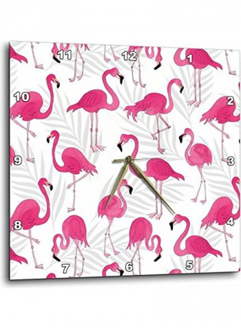 Flamingo Printed Analog Wall Clock Multicolour 13x13x0.1inch