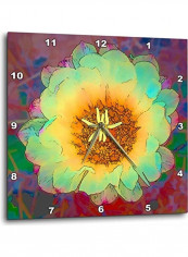 Flower Printed Analog Wall Clock Multicolour 10x10x0.1inch
