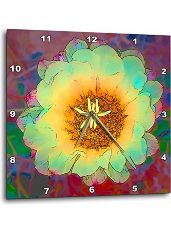 Flower Printed Analog Wall Clock Multicolour 10x10x0.1inch
