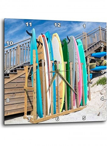 Surfboard Wall Clock Multicolour 13x13inch