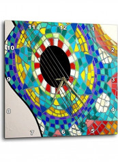 Photo Of Colorful Guitar Made With Mexican Tiles Wall Clock Multicolour 10 X 10inch