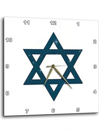 Printed Analog Wall Clock White/Blue 13x13x0.1inch