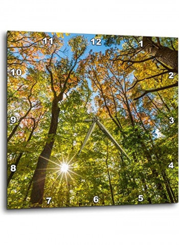 Trees Printed Analog Wall Clock Multicolour 13x13x0.1inch