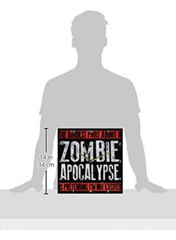 Zombie Apocalypse Printed Wall Clock Multicolour 13 x 13inch