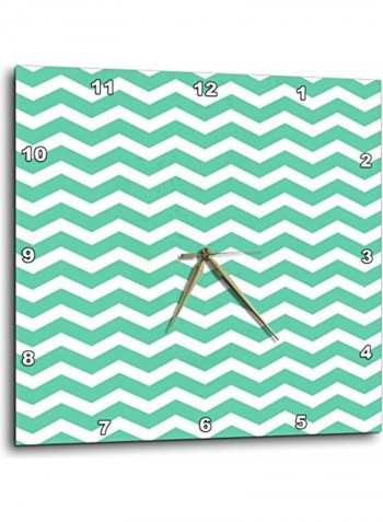 Chevron Zig Zag Pattern Aka Trendy Turquoise Teal Wall Clock Multicolour 15x15inch