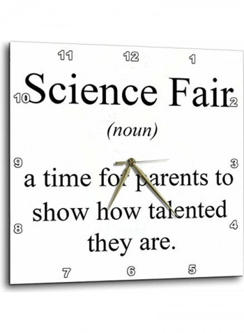 Science Fair Noun Wall Clock Multicolour 13x13inch