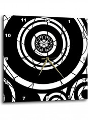 Circle Art Printed Analog Wall Clock Black/White 13x13x0.1inch
