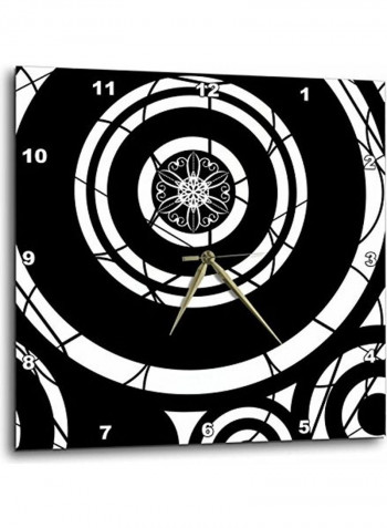 Circle Art Printed Analog Wall Clock Black/White 13x13x0.1inch