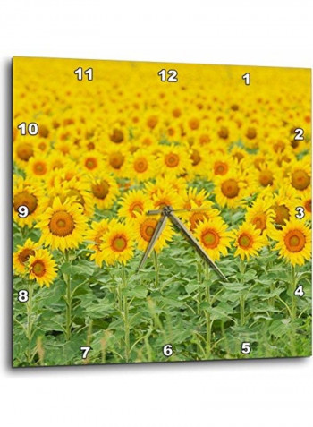 Sunflower Printed Analog Wall Clock Multicolour 13x13x0.1inch