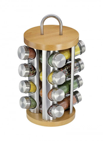 16-Piece Spice Rack Set Silver/Beige