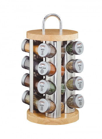 16-Piece Spice Rack Set Silver/Beige