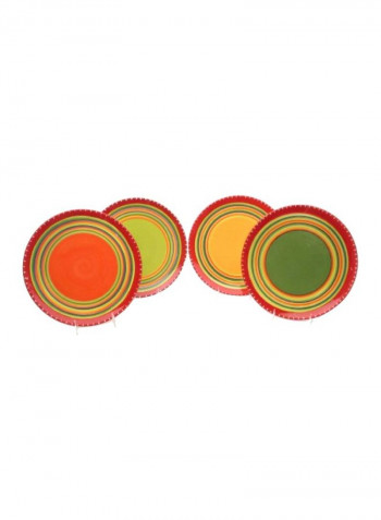 4-Piece Tamale Dinner Plate Set Green/Yellow/Red 13.5inch