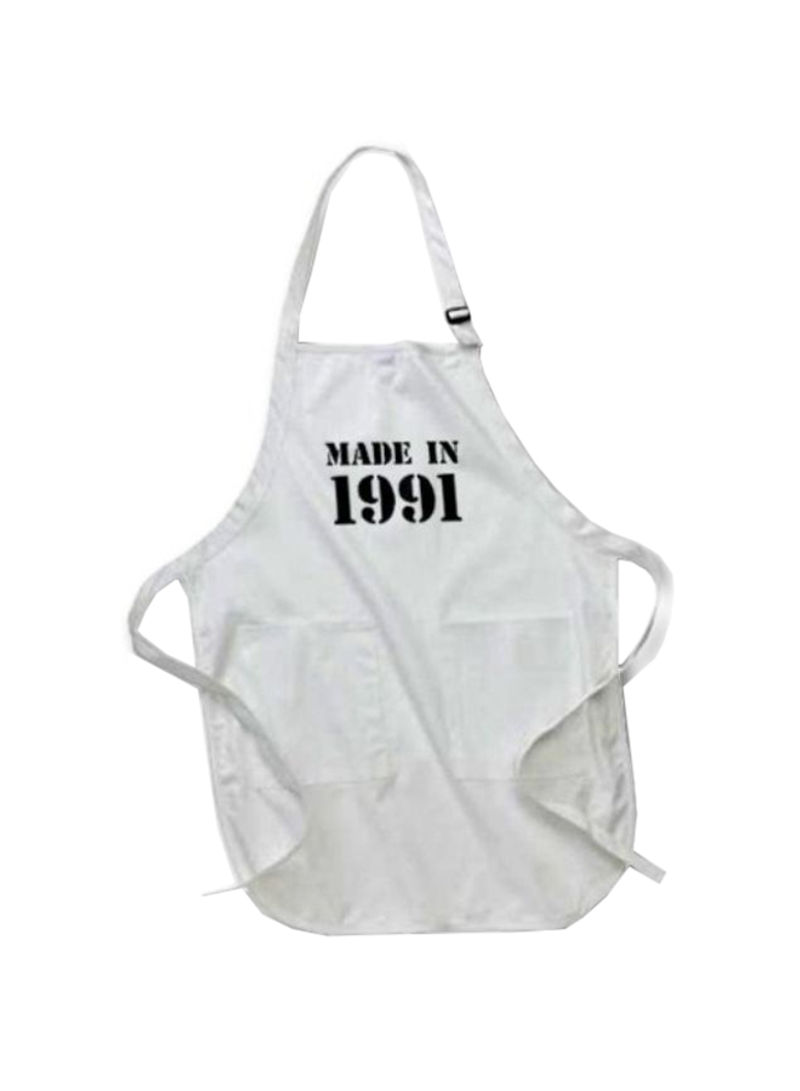Made In 1991 Printed Apron With Pouch Pockets White 22 x 30inch