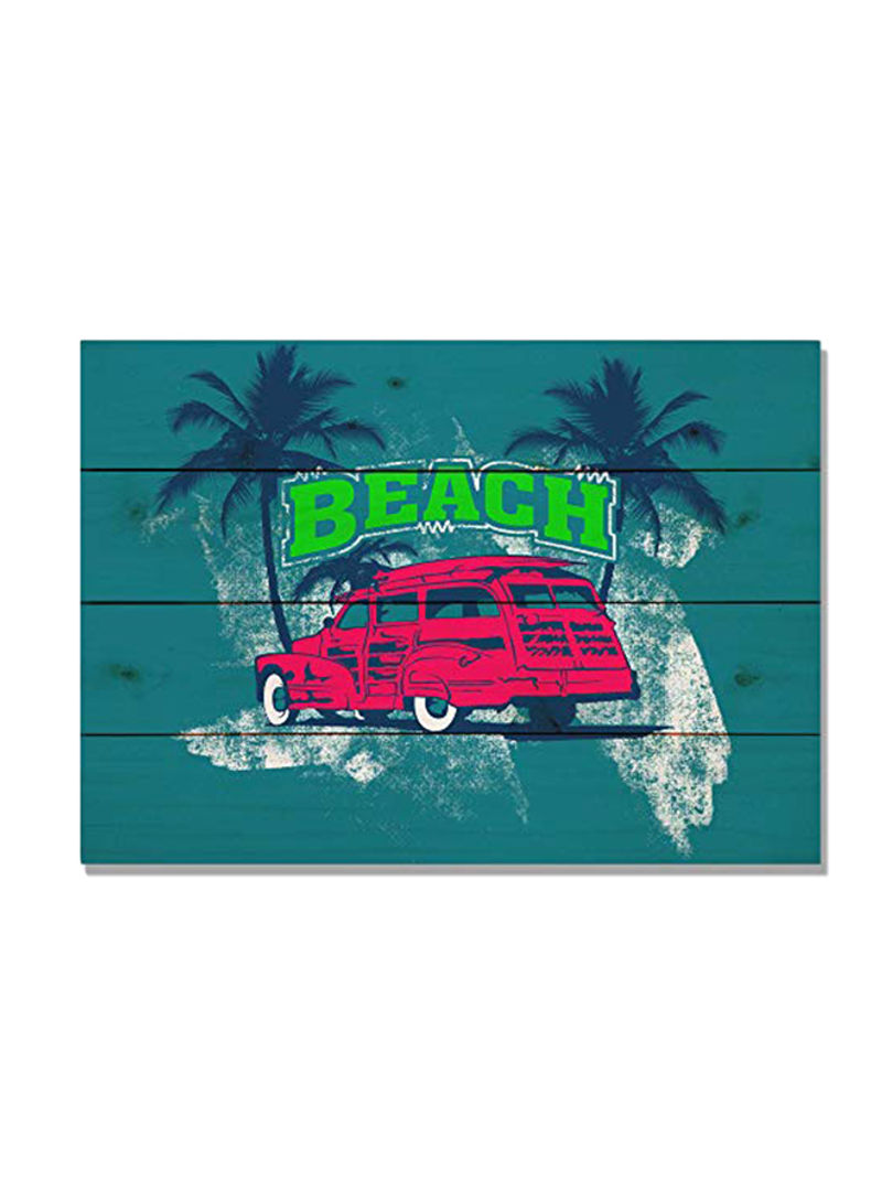 Red Beach Woodie Wall Art Multicolour 14 x 20inch