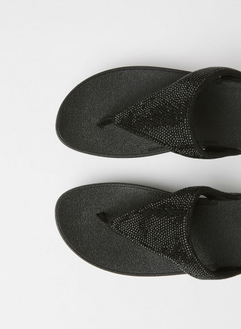 Embellished Flip Flop Sandals Black