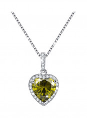 Heart Necklace Created August Birthstone Created Peridot Gold Plated Pendant