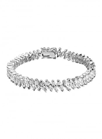 925 Sterling Silver Cubic Zirconia Studded Tennis Bracelet