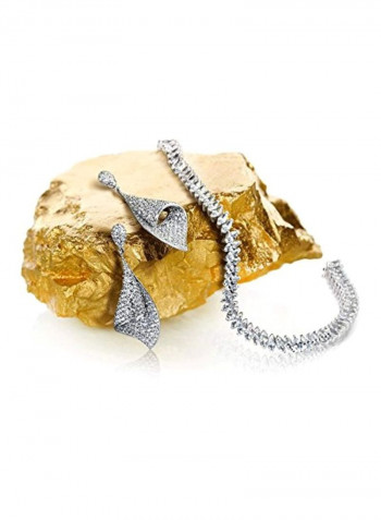 925 Sterling Silver Cubic Zirconia Studded Tennis Bracelet