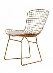 2-Piece Wire Metal Chair With Cushion Rose Gold 42centimeter