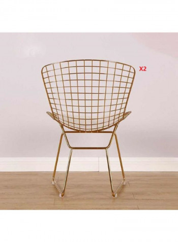 2-Piece Wire Metal Chair With Cushion Rose Gold 42centimeter