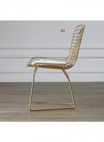 2-Piece Wire Metal Chair With Cushion Rose Gold 42centimeter