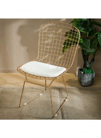 2-Piece Wire Metal Chair With Cushion Rose Gold 42centimeter