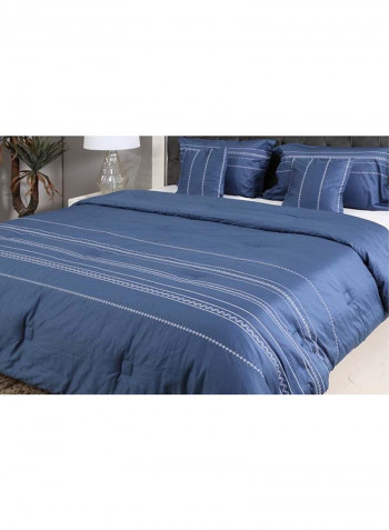 5-Piece Embroidery Comforter Set Cotton Blue 220x240cm