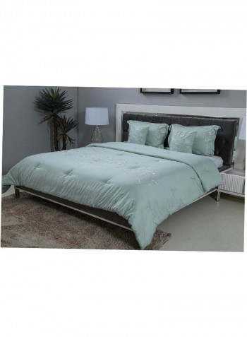 5-Piece Embroidery Comforter Set Cotton Green 240x260cm