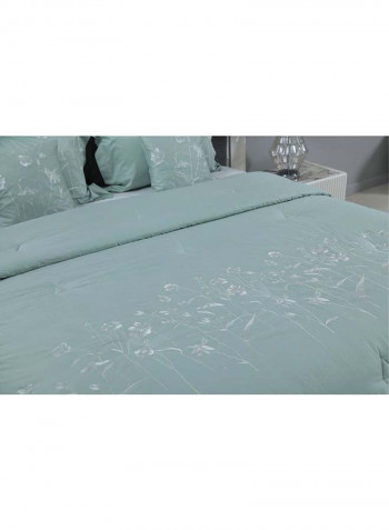 5-Piece Embroidery Comforter Set Cotton Green 240x260cm