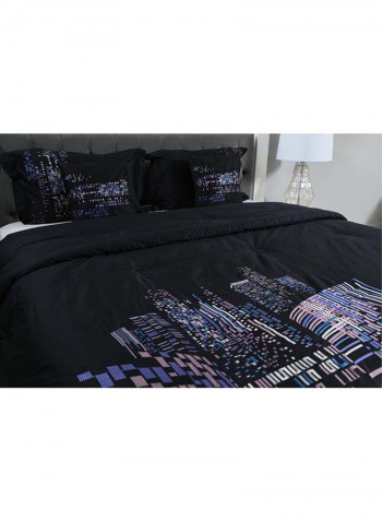 5-Piece Embroidery Comforter Set Cotton Black 240x260cm