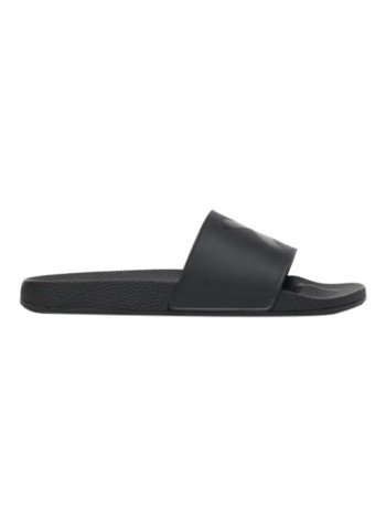 Cross Mark Detail Strap Slides Black