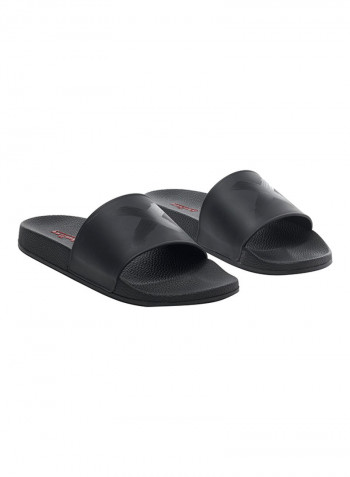 Cross Mark Detail Strap Slides Black