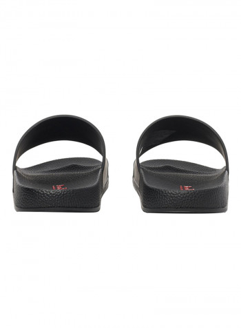 Cross Mark Detail Strap Slides Black