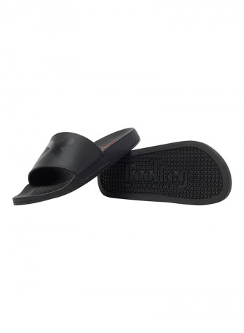 Cross Mark Detail Strap Slides Black