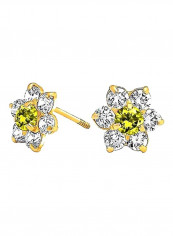 14 Karat Gold Cubic Zirconia And Gemstone Studded Earrings