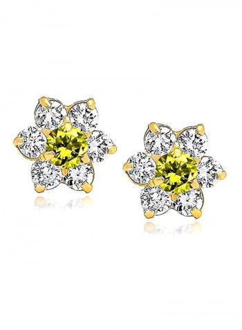 14 Karat Gold Cubic Zirconia And Gemstone Studded Earrings