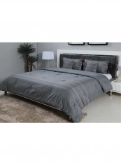 5-Piece Embroidery Comforter Set Cotton Grey 240x260cm