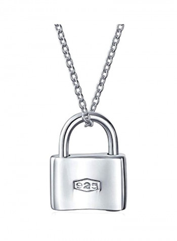 925 Sterling Silver Lock Pendant Necklace
