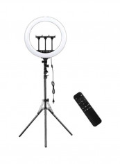Bi-Colour Dimmable LED Ring Video Light Set 190cm Black/White