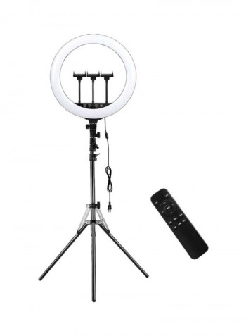 Bi-Colour Dimmable LED Ring Video Light Set 190cm Black/White