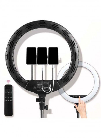 Bi-Colour Dimmable LED Ring Video Light Set 190cm Black/White