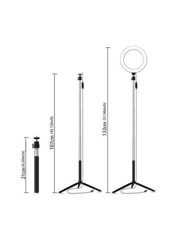 Bi-Colour Dimmable LED Ring Video Light Set 190cm Black/White