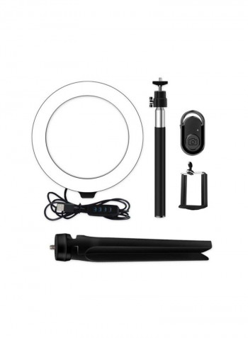 Bi-Colour Dimmable LED Ring Video Light Set 190cm Black/White